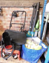 An electric leaf blower, together with a Garden Line electric hedge cutter, various plumbing related