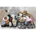 Decorative glass and ceramics, including part Oriental wares, teacups, saucers, decorative vase by B