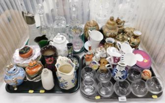 Decorative glass and ceramics, including part Oriental wares, teacups, saucers, decorative vase by B