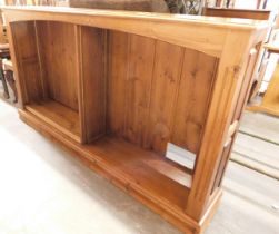 A pine open bookcase, 103cm high, 103cm wide, 31cm deep.