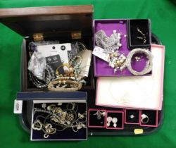 Costume jewellery, to include earrings, boxed necklaces, bangles, rings, etc., mostly boxed. (1 tray