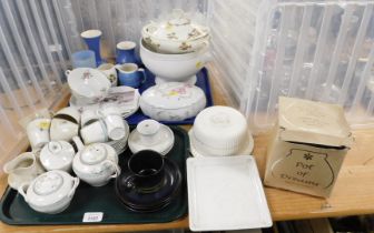 Ceramics, including a Royal Doulton Green Briar part tea service, souvenir wares, etc. (2 trays and