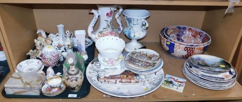 Ceramics, to include a large charger with winter land scene, large coffee pot, twin handled vase, tw