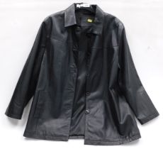 A lady's leather black coat, bearing Berketex label, size 18.