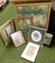 Pictures and prints, a quantity of pictures mostly landscape scenes, one still life, including large