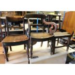 Three 19thC chairs, to include an elm dining chair, with solid rail, turned back rest, on solid seat