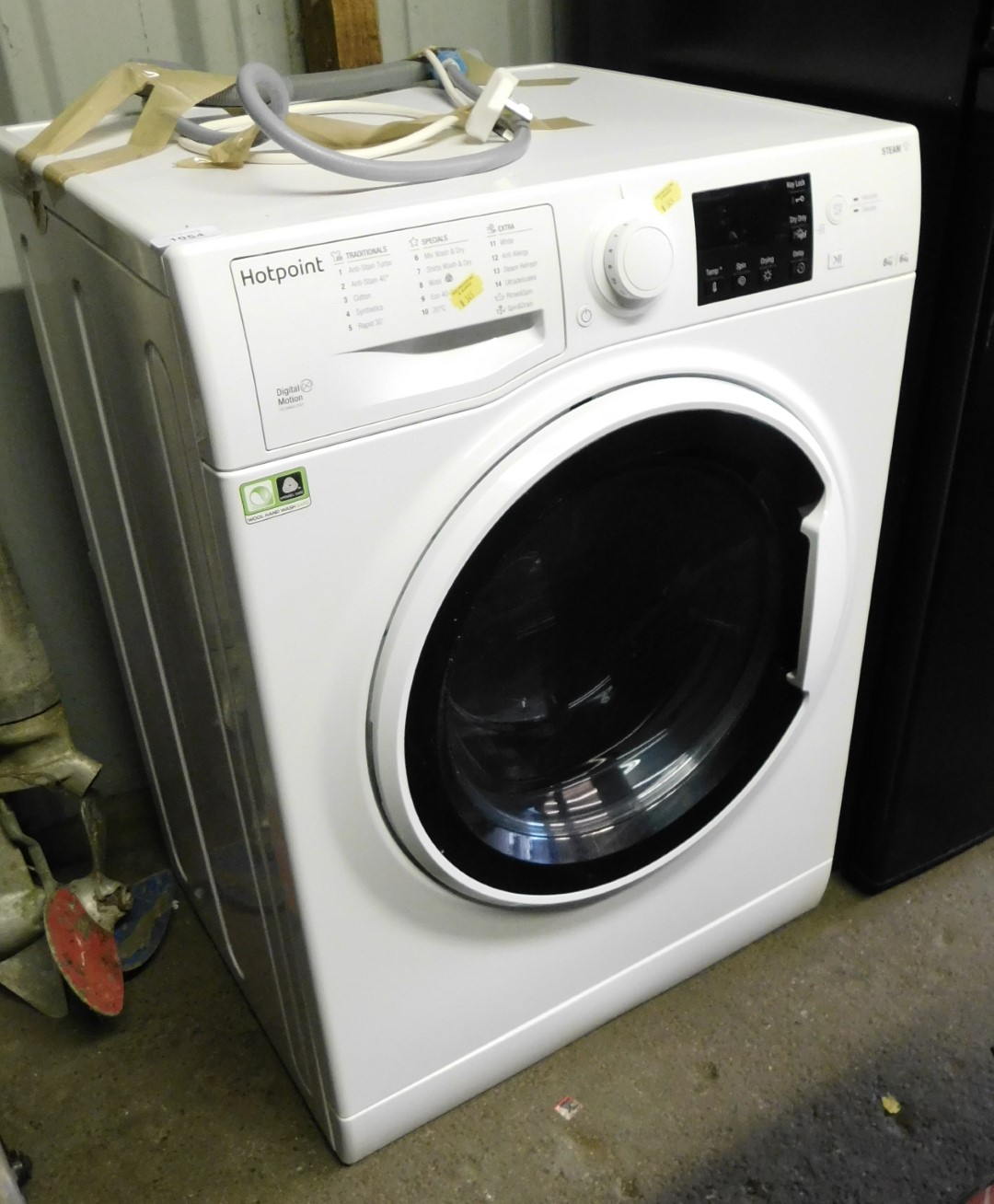 A Hotpoint 8kg washing machine.
