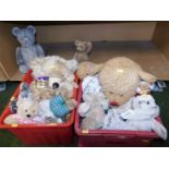 Soft toys. (2 boxes and loose)