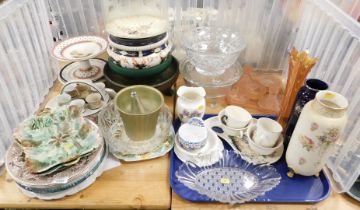 Decorative china and effects, to include an Imari pattern bowl, Victorian comport, Majolica plates,