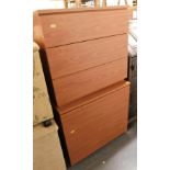 Two three drawer chests, 56cm high, 61cm wide, 35cm deep.