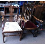 A 19thC mahogany dining chair, with pierced splat, solid upholstered seat, on square tapering legs,