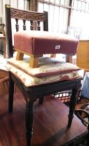 A late 19thC mahogany dining chair, with carved floral rail, columned back, solid seat, on turned ta