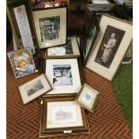 Pictures and prints, including an icon, and architectural pictures, including Old Chingford Church,