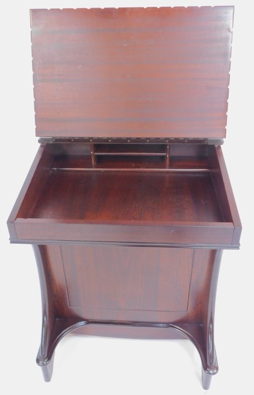 A 20thC mahogany Davenport, with lidded hinged section for pens, the hinged slope enclosing a part s - Image 2 of 2