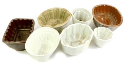 A group of 19thC jelly moulds, varying sizes and designs.