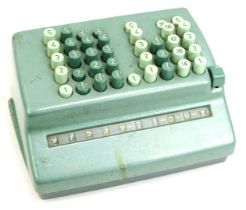 A mid century Plus adding machine, by Bell Punch Company Ltd, BS1909, in green, model number 509-Y-8
