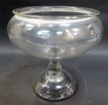 An early 20thC French glass pedestal leeches bowl, of compressed cylindrical form