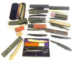 A group of early 20thC cut throat razors, to include Spikvson Grooming Co, Solingen, Crown, etc., ma