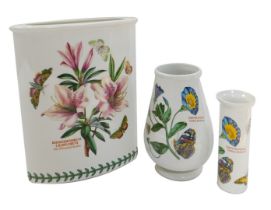 Three Portmeirion Botanic Garden vases, to include Lilly Flowered Azalea, of compressed form, 26cm h