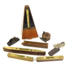 A group of collectables, to include a mahogany cased metronome, a Stanley number 101 violin maker's