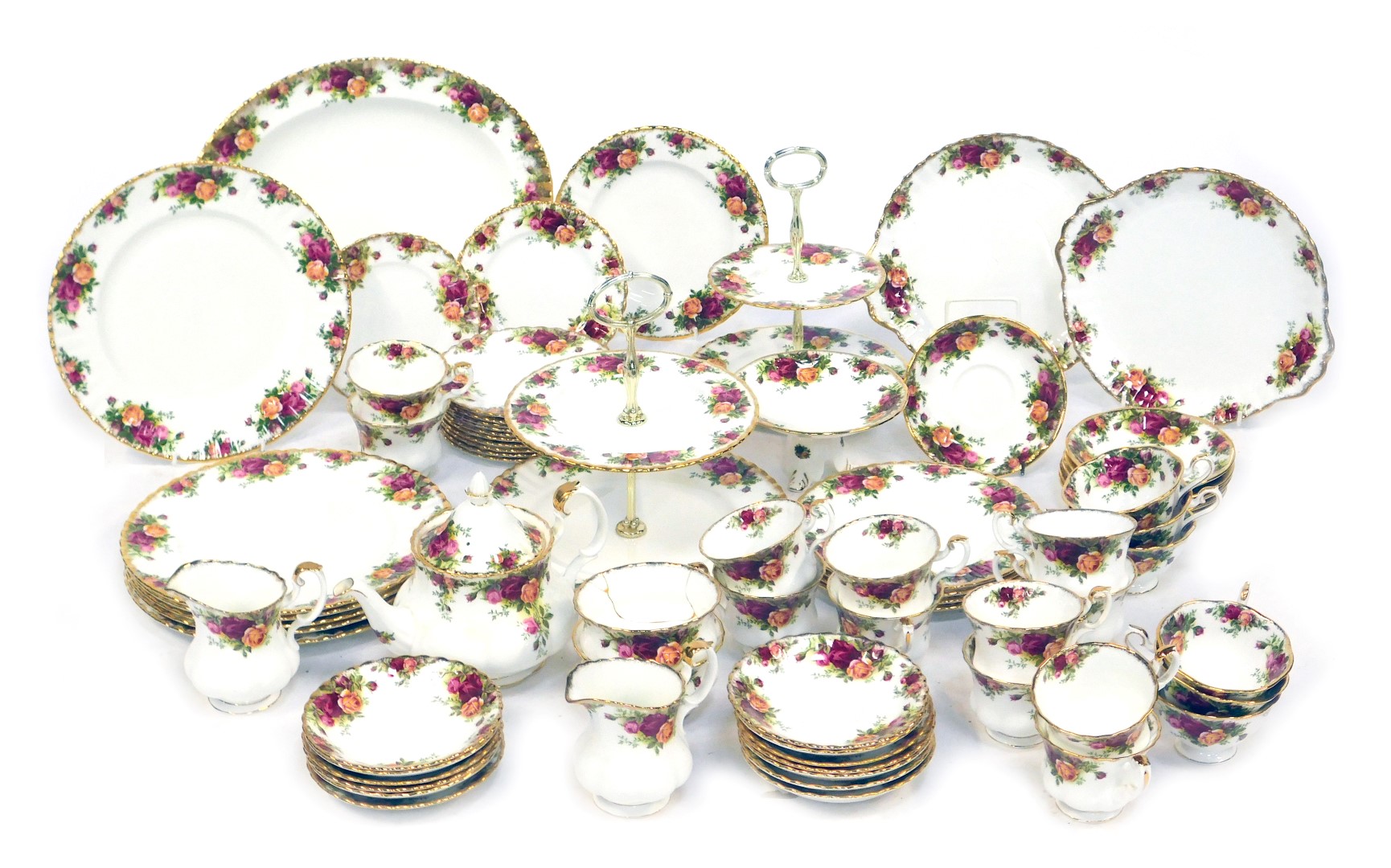 A Royal Albert porcelain Old Country Roses pattern part tea and dinner service, to include teapot, t