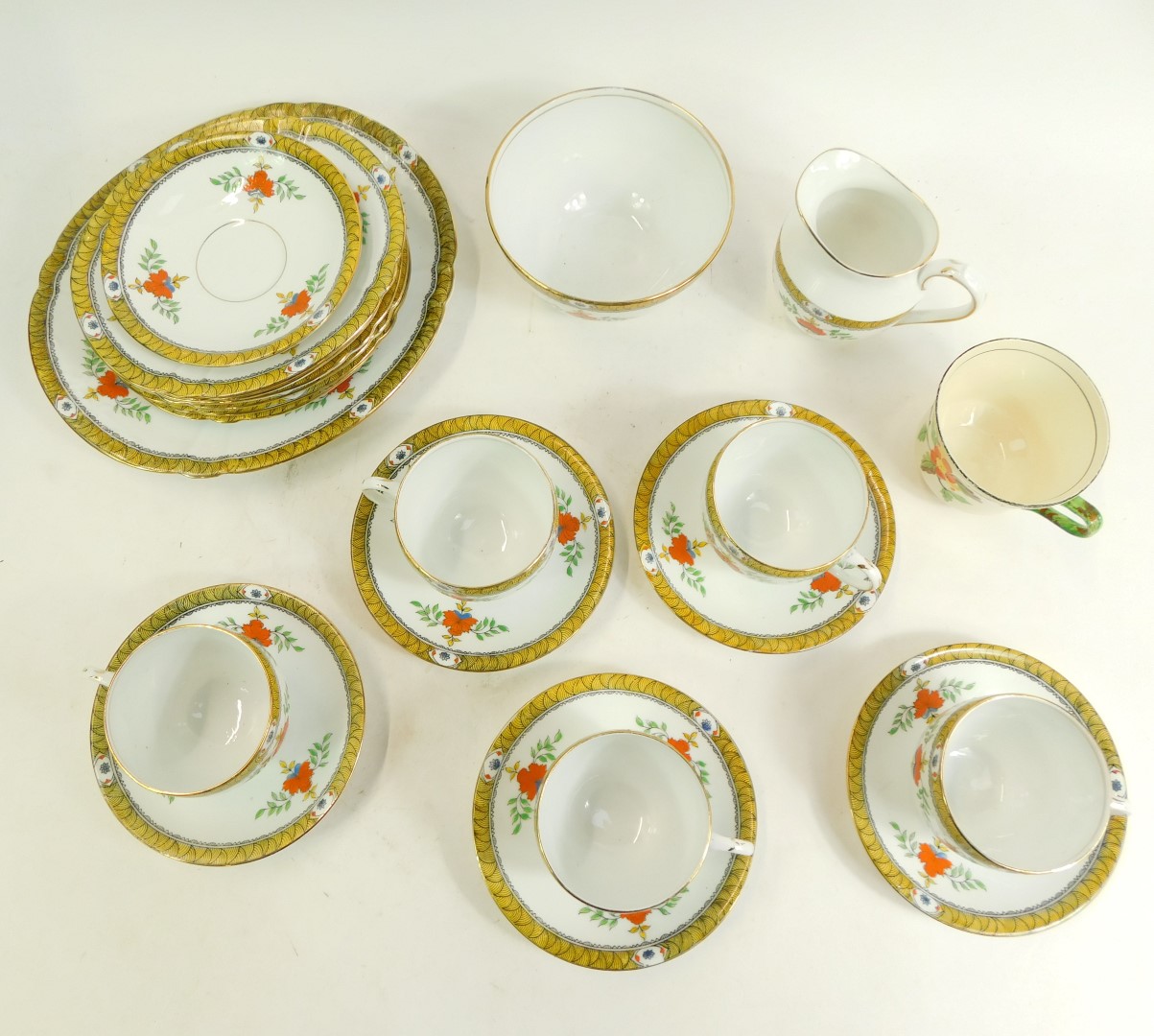 A Melba bone china part tea service, each piece decorated with flowers against a white ground, with - Image 2 of 4