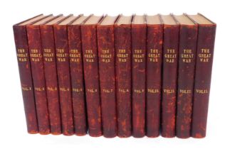 The Great War. Volumes 1-13, Morocco half gilt leather with canvas boards, edited by HW Wilson and J