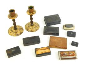 Bygones, collectables, etc., to include a pair of Bakelite candlesticks, various wooden and other sn