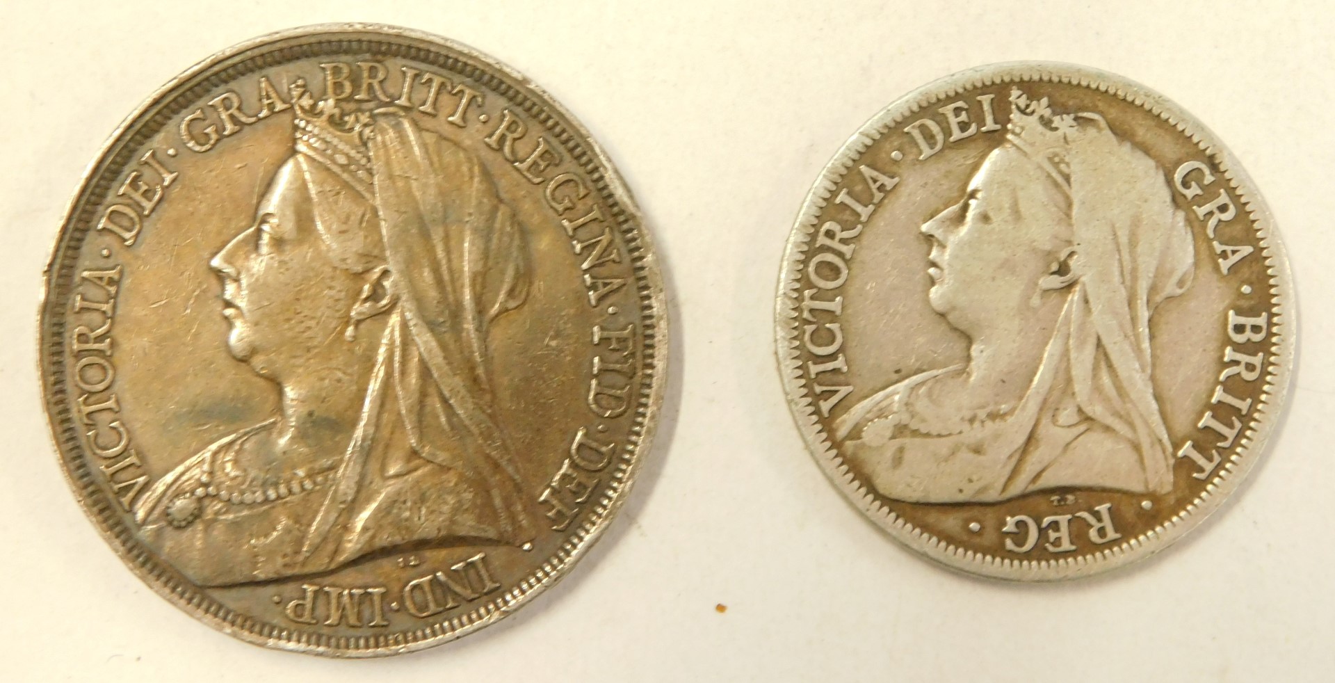 A Victorian 1893 crown and an 1899 Victorian half crown. (2) - Image 2 of 2