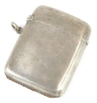 A George V silver Vesta case, of plain design, maker J W, Birmingham 1911, 1.14oz.