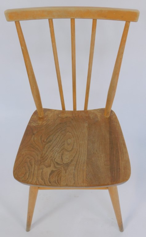 A set of four Ercol light elm dining chairs, model no. 391, bearing label to one chair. (AF) - Image 2 of 3