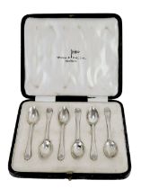 A set of six George VI silver coffee spoons, cased, Walker & Hall, Sheffield 1951, 1.69oz.