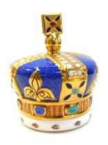 A Royal Crown Derby porcelain 'One Hundred Royal Years' crown paperweight, to commemorate the 100th