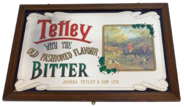 A Tetley advertising mirror, for Joshua Tetley & Son Ltd Bitter, in oak frame, 64cm x 90cm.