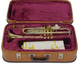 A Boosey and Hawkes Lafleur trumpet, with mouthpiece, in fitted case.