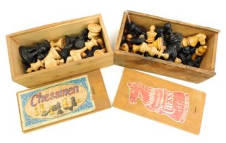 Two partial chess sets, comprising Staunton and Chessman.