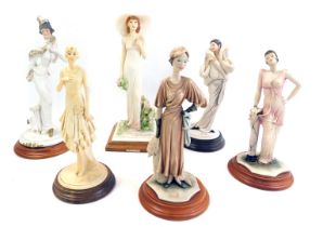 A group of Capodimonte and other Italian resin figures, each modelled as a lady, to include lady in