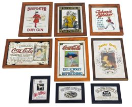 A group of advertising mirrors, for Pears Soap, in a wooden frame, 33cm x 22cm, Coca Cola, (2), John