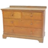 A late 19thC ash chest, the top with two short and two long drawers, on bracket feet, 85cm high, 115