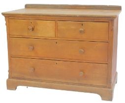 A late 19thC ash chest, the top with two short and two long drawers, on bracket feet, 85cm high, 115