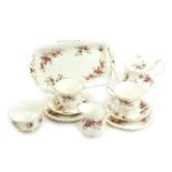 A Royal Albert porcelain Lavender Rose pattern Tete a Tete, comprising teapot, cream jug, sugar bowl