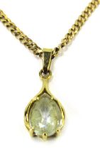A citrine pendant and chain, the teardrop shaped pendant set with single citrine, 2cm high, in yello