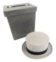 A Dormie Scottish grey top hat, size 6 and 7/8th, in carry case.