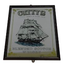 A Cutty 12 Blended Scotch whisky advertising mirror, in wooden frame, 67cm x 50cm.