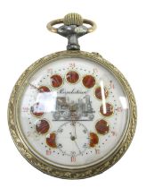 A French Regulatory Train watch, with a white enamel dial, Roman numerals in orange enamelled backin
