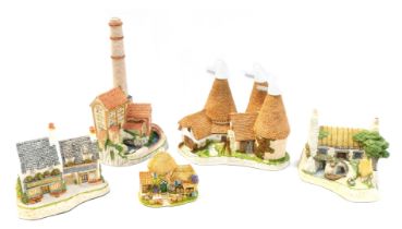 A group of Lilliput Lane and David Winter cottages, comprising Little Scrumpy, Foggarty's The House