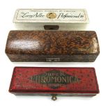 A Larry Adler Professional 16 chromatic harmonica by M Hohner, boxed, together with a Super chromoni