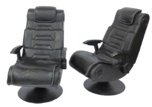 Two X Rocker gaming chairs.