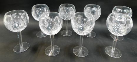 A set of eight Waterford Crystal Millennium Collection red wine goblets, stamped, comprising two for