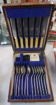 A Firth of Sheffield part cased cutlery set, in mahogany box.